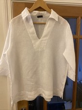 Luca Vanucci Women's Linen Blouse 22” Ptp Half Sleeve Collared BNWOT