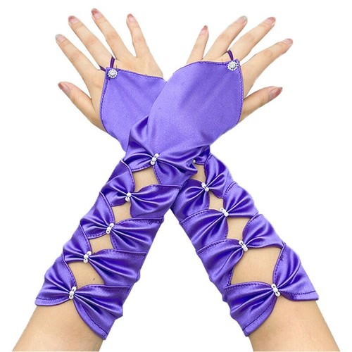 Fingerless gloves long satin - gloves,