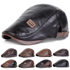 Leather Beret Hat Retro