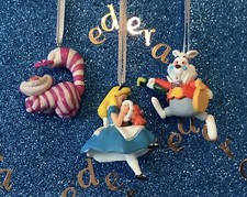 DISNEY SET OF  SMALL ALICE IN WONDERLAND CHRISTMAS TREE DECORATIONS