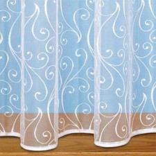 Net Curtain Scroll Design With Weighted Base - Sold In Selected Widths