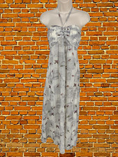 TED BAKER SIZE 2 UK 10 IVORY BIRDCAGE HALTERNECK SUMMER PARTY MAXI CASUAL DRESS