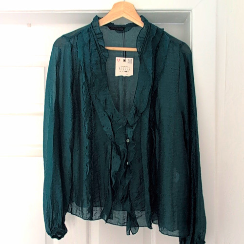 Zara women green neck - zara, v-neck