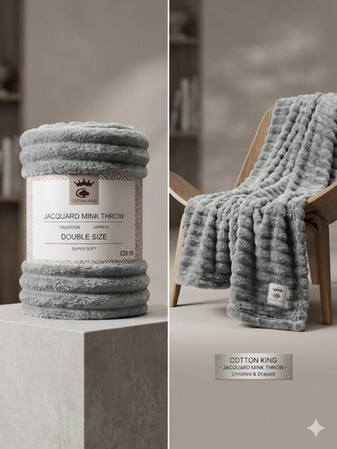 Cotton jacquard mink throw - cotton,