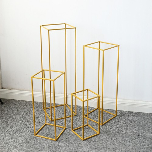 Gold tall metal flower stand - metal,