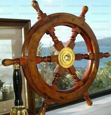 24" Nautical Wooden Boat Ship Large Wooden Steering Wheel Nautical Wall Decor