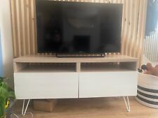 Ikea Besta storage unit White oak with white gloss drawers and hairpin legs