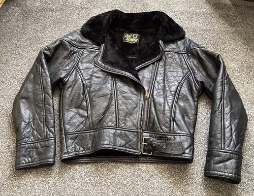 Black leather flying jacket - black,