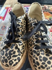 Superga Leopard Print Lace Up Platform Espadrilles 37