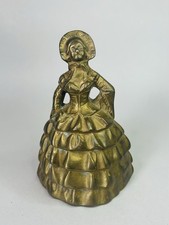 Vintage Solid Brass Ornate Crinoline Lady Bell With Double Leg Clappers