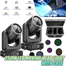2PCS 250W 18Prism LED Beam GOBO Moving Head Light Stage Light DMX Effect+Case