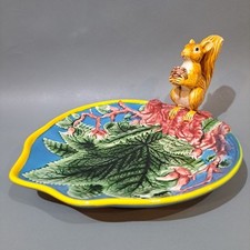 Majolica Ware Squirrel  Nut Dish