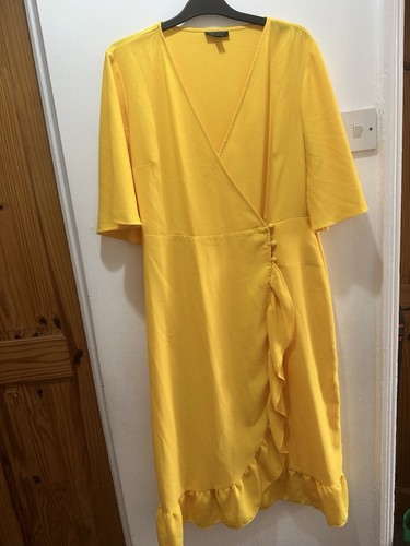 Topshop yellow wrap midi - wrap, dress