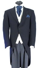 Black or Navy Herringbone Tailcoat Ex Hire Formal/Races/Wedding/Masonic 32"-42"