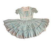 VINTAGE Doll Swing FIESTA CORRAL Square DANCING FLORAL TIERED FULL SKIRT DRESS M