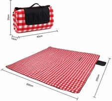Large Folding 100% Waterproof Backing Picnic Blanket / Beach Rug in Red & White