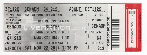 Slayer atlanta ga the - 11/22/14,