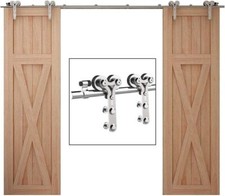 CCJH 1M-5M Stainless Steel Sliding Barn Door Hardware Track Kit for 1/2Wood Door