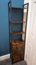 Tall Industrial Bookcase Narrow Slim Shelf Unit Rustic Display Storage Cabinet