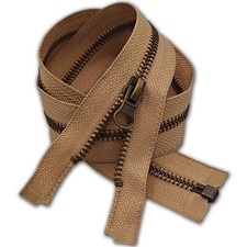 BEIGE Metal Zip Open End Size