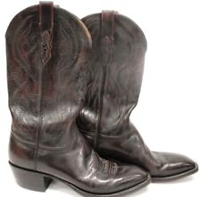 Men's LUCHESE 2000 Red Berry Leather Pull On Texas Cowboy Boots Size UK 9 EU 43