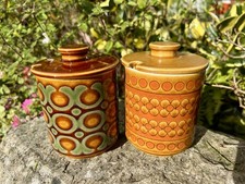 2 Vintage Hornsea Bronte & Saffron design 1970's ceramic Preserve Pot  With Lid 