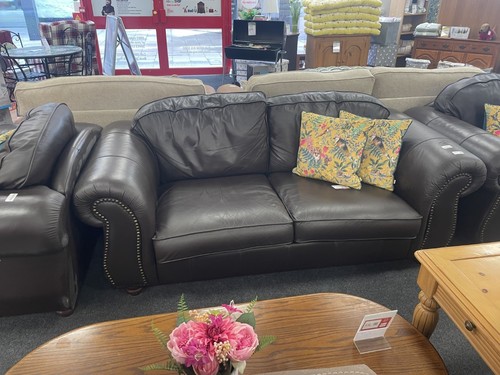 Brown leather suite - leather,
