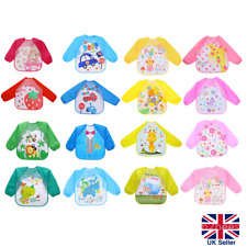 LONG SLEEVE Baby Bibs Waterproof Apron Coverall Feeding Wipe Clean [UK]