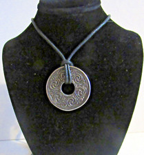 #P5) PENDANT PEWTER CELTIC DISC WITH BLACK CORD COSTUME JEWELLERY