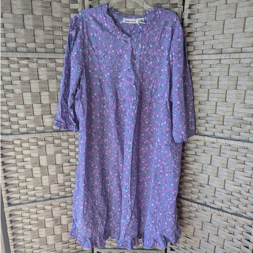 Vtg purple floral cotton - cotton, house