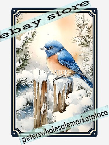Bluebird metal tin sign winter - tin,