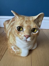Signed Winstanley cat Size 7 Ginger tabby lying  glass eyes 35cm