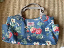 RARE Vintage Cath Kidston "Wild Strawberry Blue" Large Oilcloth Tote Bag