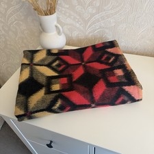 Vintage 1970s Abstract Geometric Bright Blanket Throw  143 X  178cm