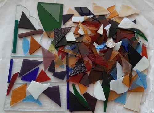 Job lot stained glass offcuts - glass,