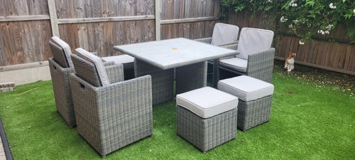 Rattan cube garden dining - garden, set