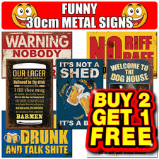 LARGE FUNNY METAL SIGNS HOME