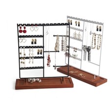 Jewellery Display Stand Holder with Wooden Tray for Earring Necklace Bracelet