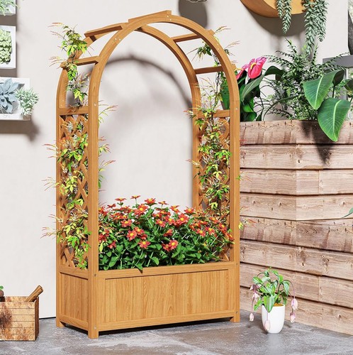 Trellis planter box - box, wooden