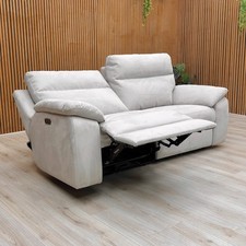 Furniture Village Nicoletti ‘Pepino’ 3 Seater Sofa Silver Suede Power Recliner