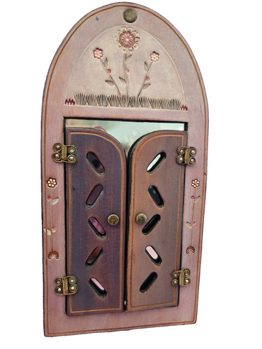 Handmade leather wall mirror - wall,