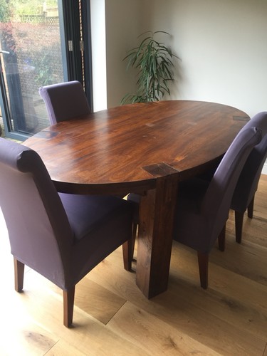 Oval dark wood dining table - oval,