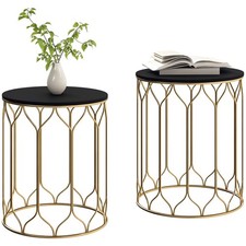 Outsunny 2 Nesting Tables, Marble Effect, Refurbished