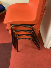 Job Lot Vintage Orange Plastic Stackable Chairs x 4