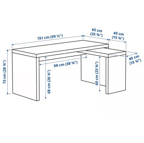 Ikea malm desk with pull - ikea, pull-out