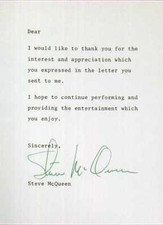 STEVE McQUEEN Signed Letter - Iconic Film Star Actor - 7"x5" reprint