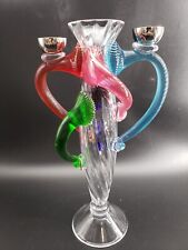 Borek Sipek for Driade Art Glass Candelabra Vase Hand Blown Multicolor 11.5in