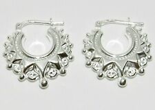 STERLING SILVER (925) GYPSY SPIKED CREOLE HOOP EARRINGS