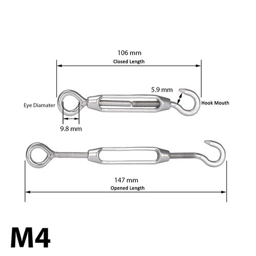 M12 stainless steel hook - steel,