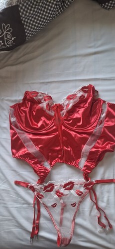 Sexy red basque with strings - with,